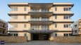 3D elevation of a 60x60 north facing 4-floor G+3 house plan with wide frontage and structured balconies