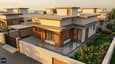 3D render of single-story west-facing house on 20x40 plot with deep overhangs