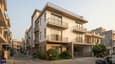 Modern 30x40 east facing 4-floor G+3 home elevation with morning sunlight and staggered balconies