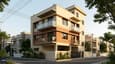 30x40 south facing 4-floor house — 3D exterior elevation view