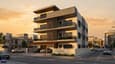Modern G+3 west facing house elevation on a 40x50 plot with four stacked balconies, deep overhangs, louvre screens, and a warm golden sunset behind the contemporary facade