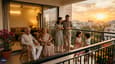 Joint family lifestyle in a 60x60 west facing 3-floor home at sunset