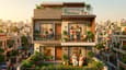 Lifestyle scene of three-generation Indian family using a 4-floor east facing home with morning balcony views and garden access