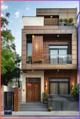 Fusion style 30 feet front elevation combining modern and traditional architectural elements for unique narrow house designs