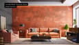 The image you provided is a texture wall paint design. It appears to be a close-up of a wall with a textured paint finish. The texture seems to be quite detailed and intricate, giving the wall a unique and interesting look. The color of the paint is a neutral tone, which could easily fit into many different interior design styles.