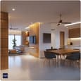 Smart storage solutions including built-in wardrobes in a compact 2 BHK flat bedroom in Pune