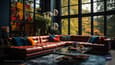 View of Post-Modern Living Room with Brown Sofa Photo Credits: Ongrid Design Studio, Pune