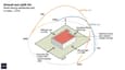 Annual sun path diagram for north facing 40x50 plot showing summer and winter solar arcs and floor-by-floor implications