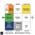 Vastu grid overlay for a west-facing 40x60 G+1 home showing zone-wise room placement on both floors