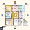 Vastu grid overlay showing directional alignment of 25x40 west-facing layout
