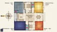 Vastu grid overlay on 30x40 east facing G+3 floor plan showing NE entrance, SE kitchen, SW master and NW staircase placements