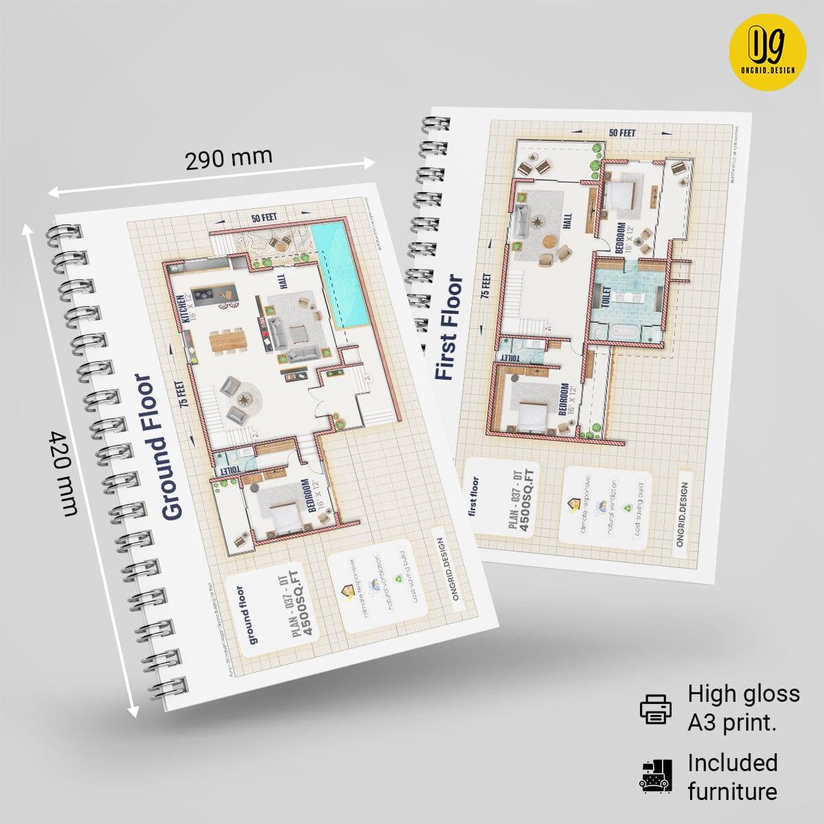 3 Bedroom Contemporary Duplex with Pool Home Plan