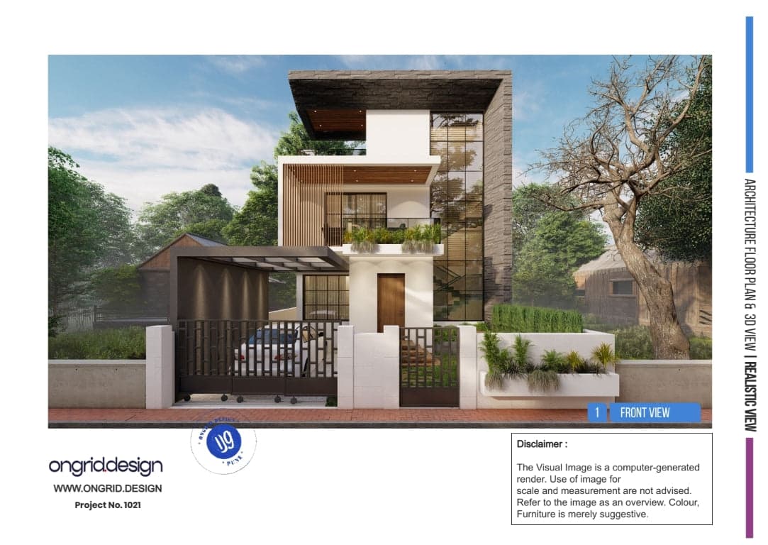 Blueprint of Mr. Kunwar's modern duplex design created with OnGrid's online home design service.