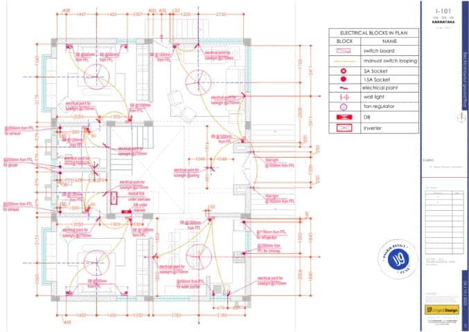Electrical Design of Vernacular Duplex Design in Hassan, India