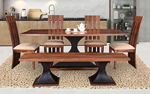 Wood Dining Table with 4 Chair & 1 Bench