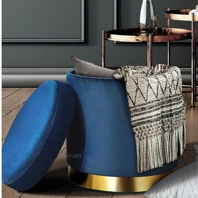 Luxurious Round Ottoman Storage Box
