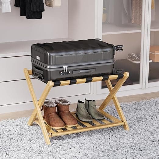 Assembled Bamboo Luggage Rack