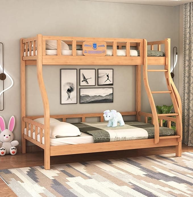 Solid Wood Bunk Bed Twin Over Bed with Ladder