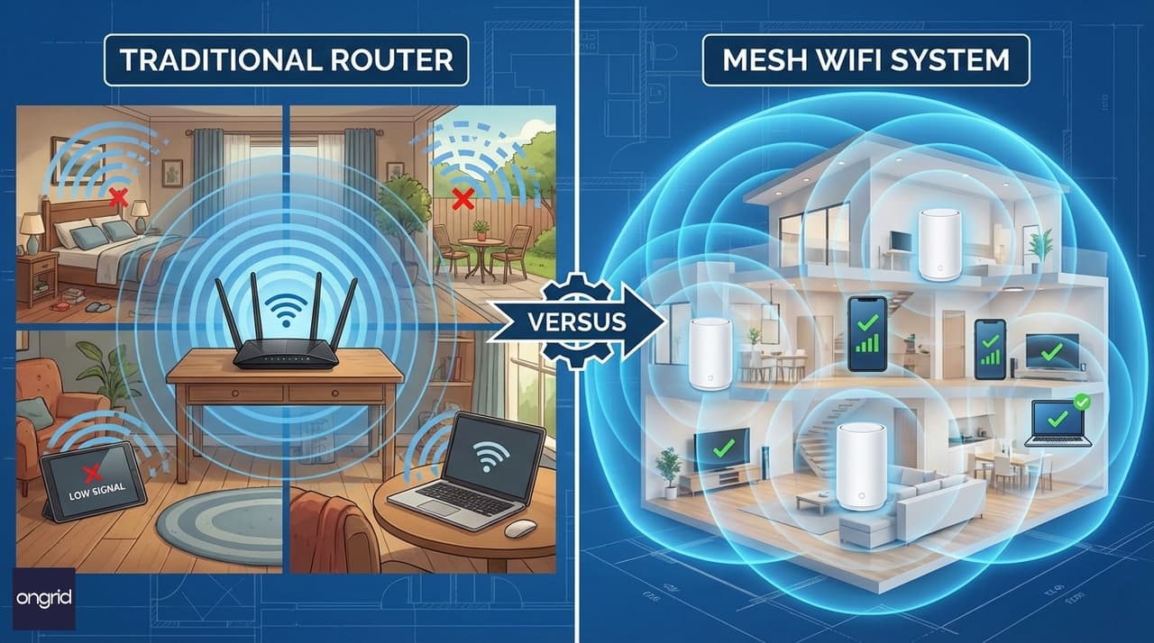 Illustration for Step 3: Choose the Right Hardware: Mesh Systems vs. Traditional Routers