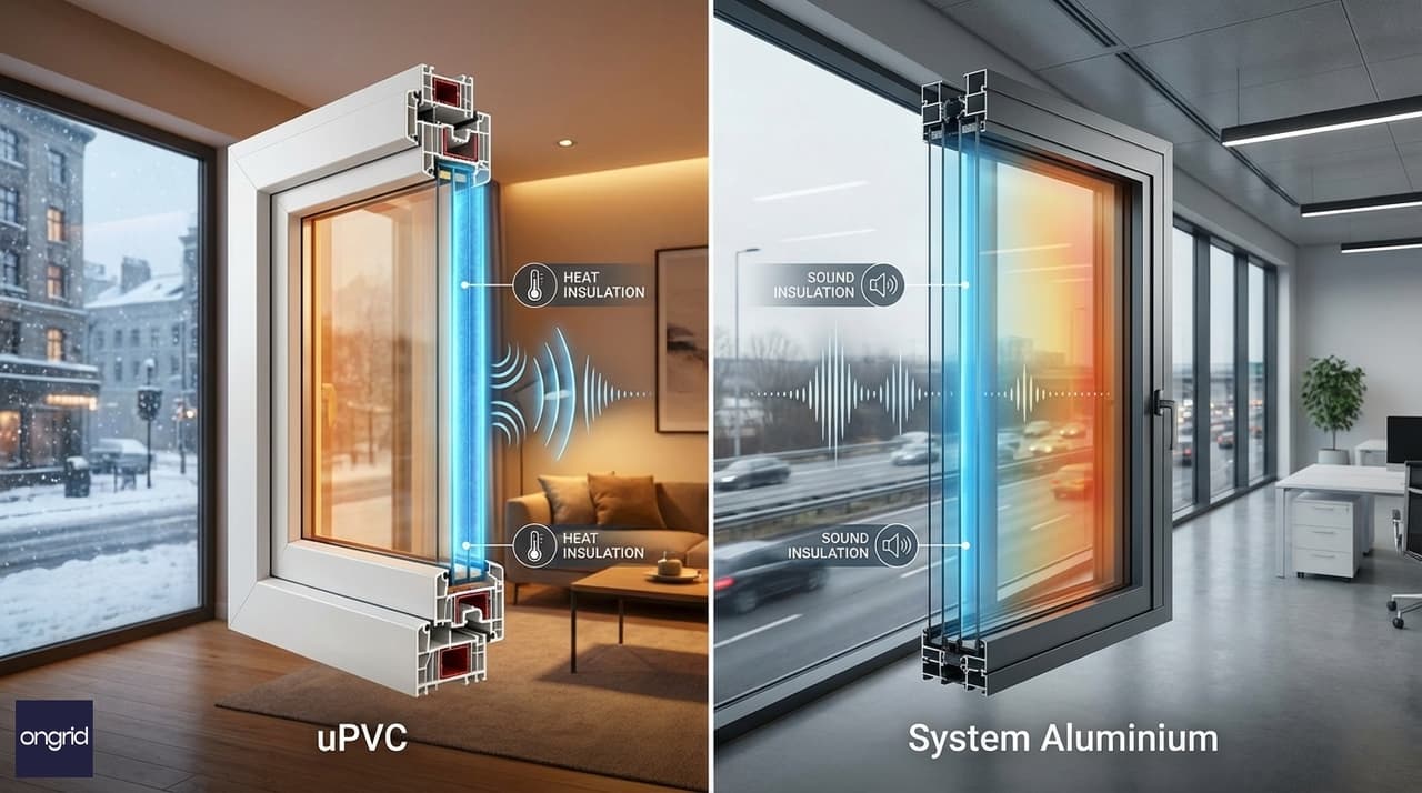 Illustration for Comparing Material Performance: uPVC vs. System Aluminium
