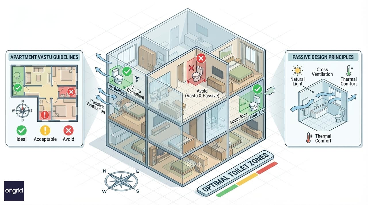 Illustration for Vastu for Toilets in Apartments and Multi-Story Buildings