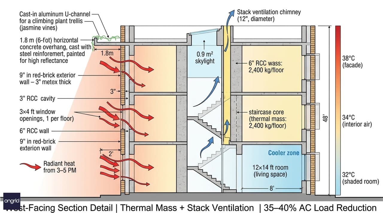 Thermal Mass & Overhang Section Detail