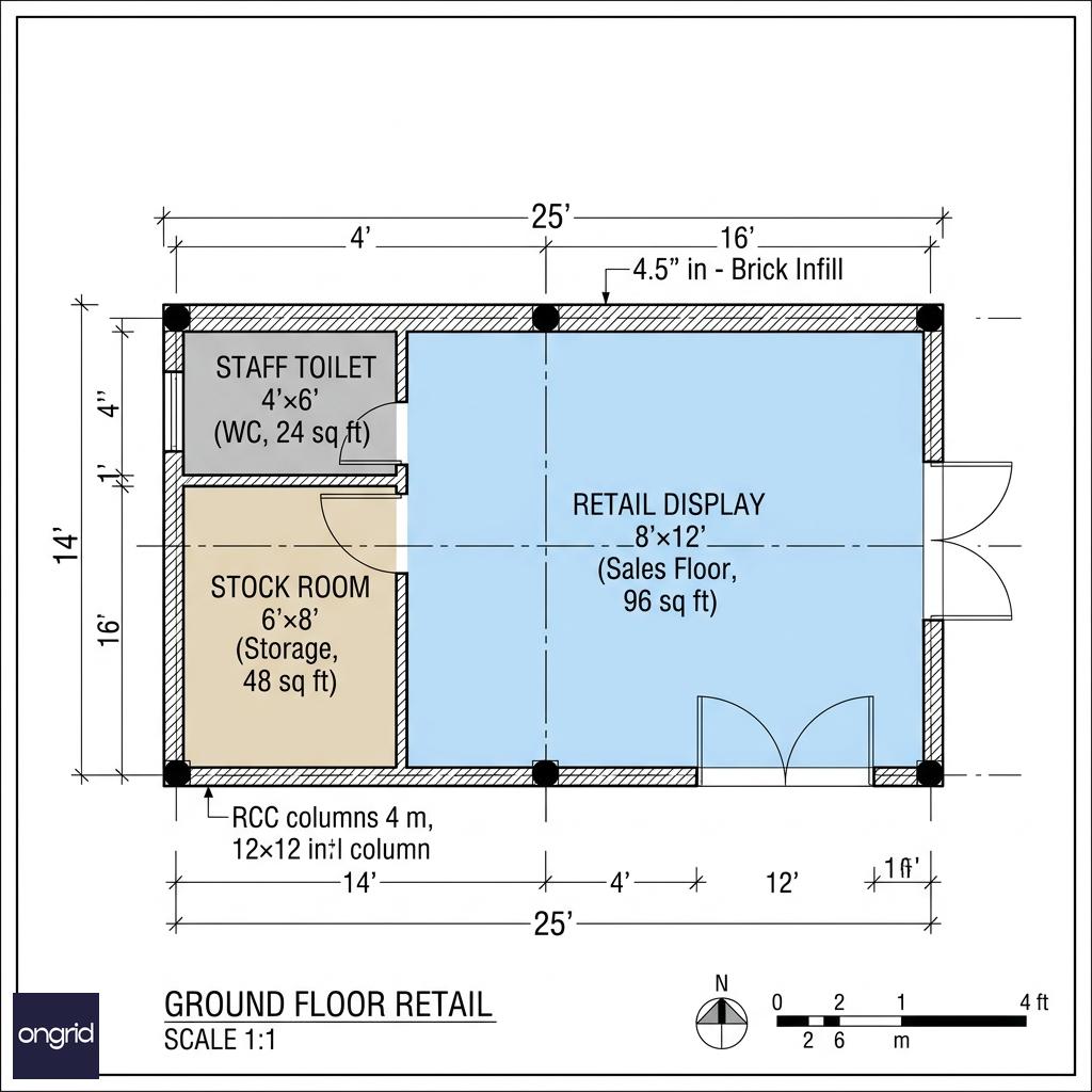 Plot subdivision and setback diagram