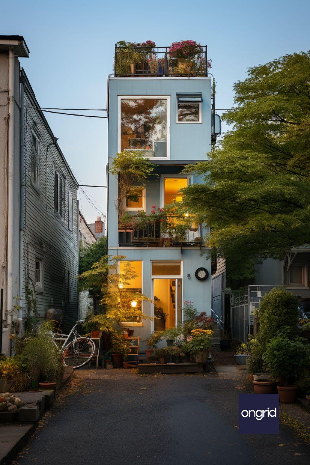 modern narrow elevation views