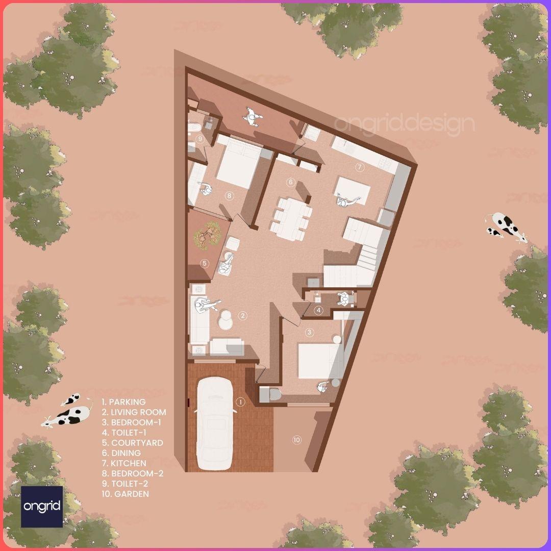 5 Bedroom Duplex on 1500 sqft Plot with Common Walls