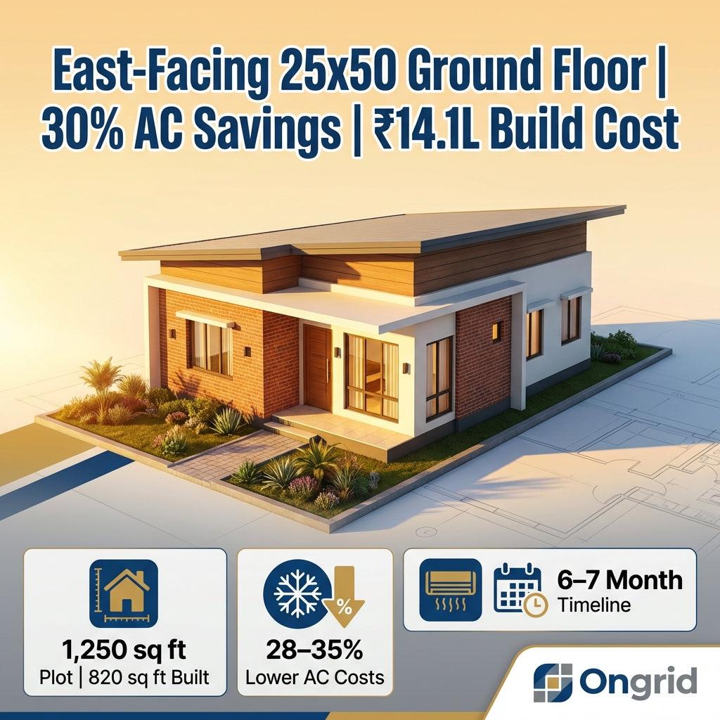 25x50 House Plan 1 Floor East Facing - Ongrid