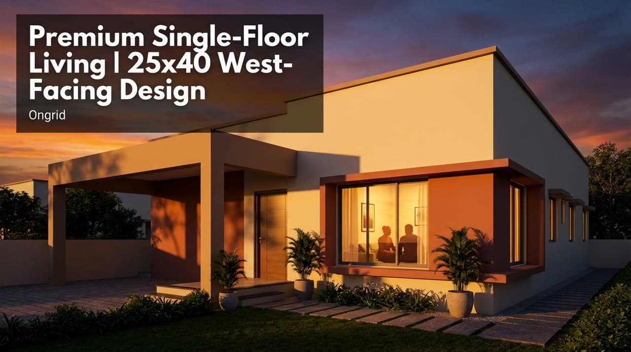 25x40 House Plan 1 Floor West Facing - Ongrid