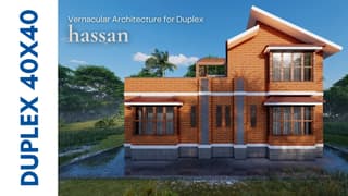 A beautiful vernacular style duplex with sloping roofs, large verandahs and natural stones, built by Ongrid Design's Advance Plus product