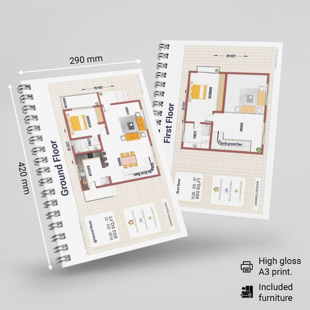 Contemporary Duplex with 2 Bedroom Home Plan