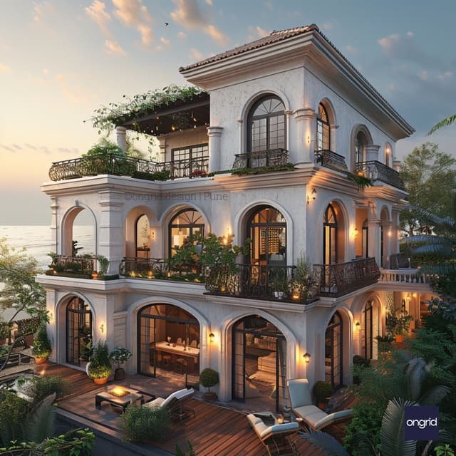 Sunset Serenity: The Three-Story Waterfront Elegance