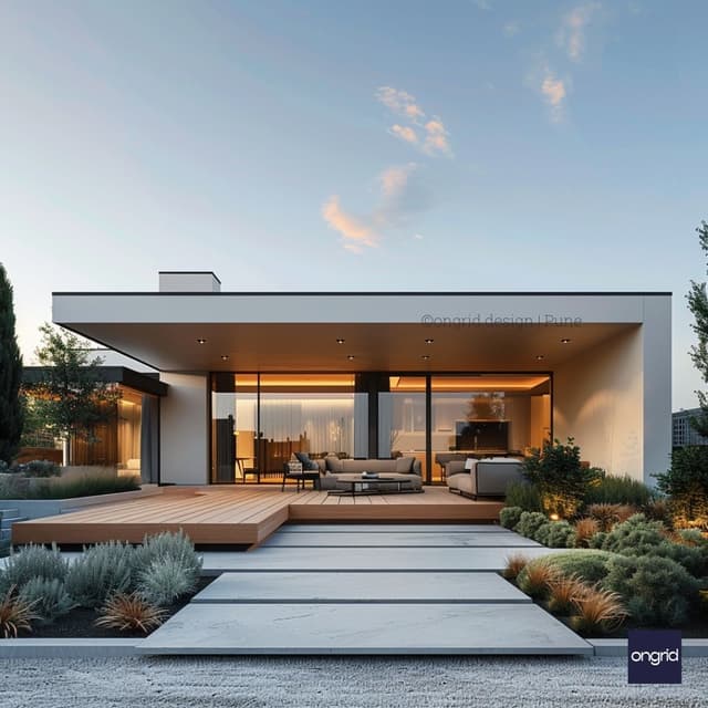 Twilight Serenity: Single Floor Home Design with Modern Elevation