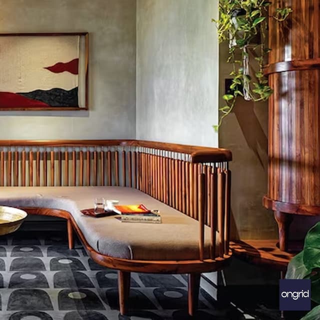 Tiles Design for a Chic 17x12 Living Room | Ongrid Design