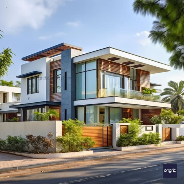 Horizontal Modern Duplex Elevation with Balcony