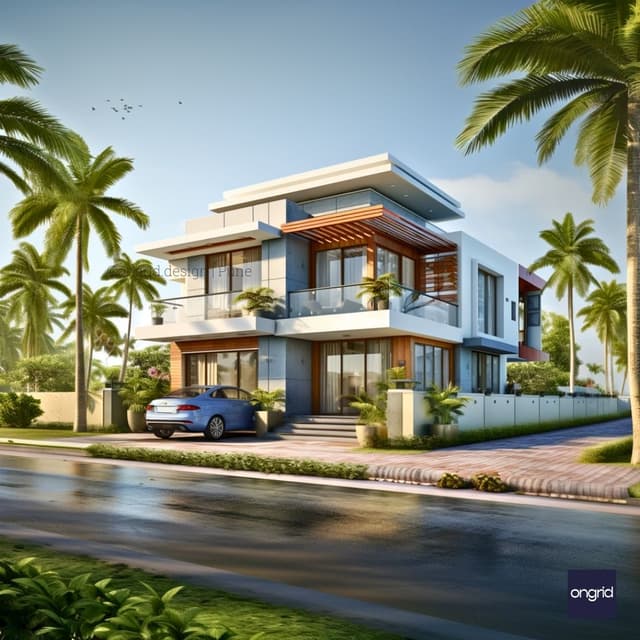Modern and Sleek Duplex Elevation Design in Maharashtra