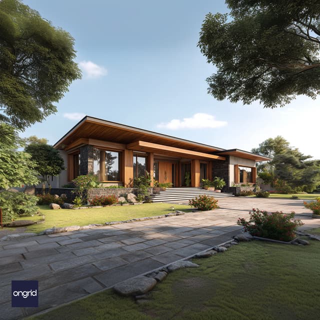 Wood and Stone Single Floor Pavilion