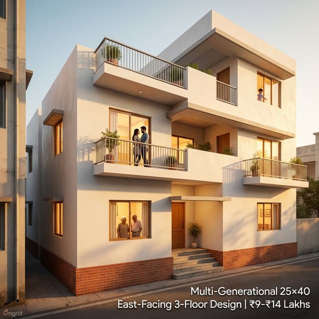 25x40 House Plan 3 Floor East Facing - Ongrid