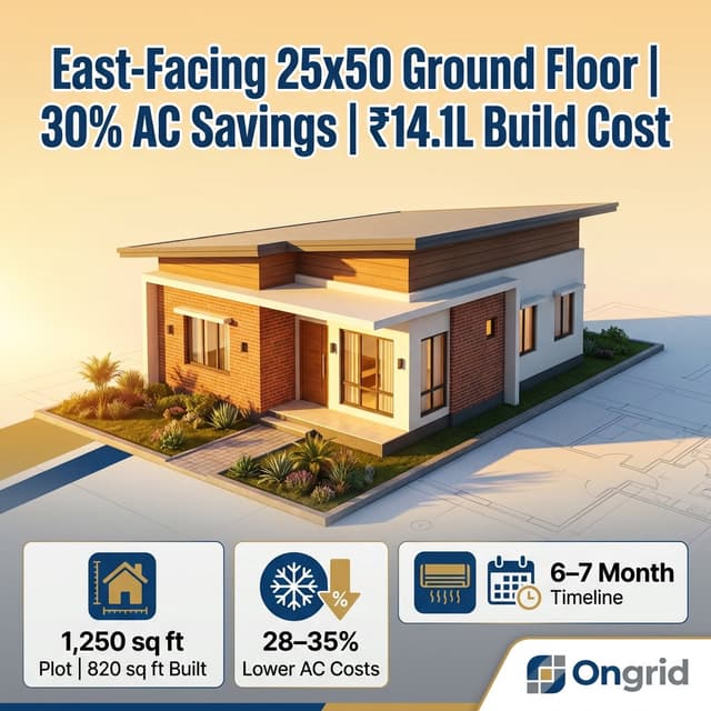 25x50 House Plan 1 Floor East Facing - Ongrid