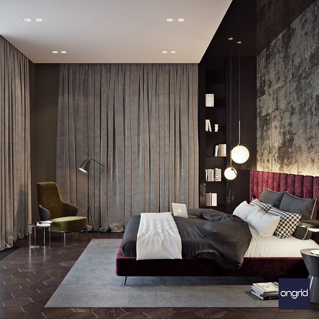 Bollywood-Inspired Bedroom Design | 16' x 12' ongrid.design 