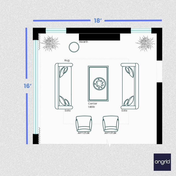 Discovering Balance: Furniture Layouts for Your Living Room - 18' x 16' | Ongrid.Design ongrid.design 