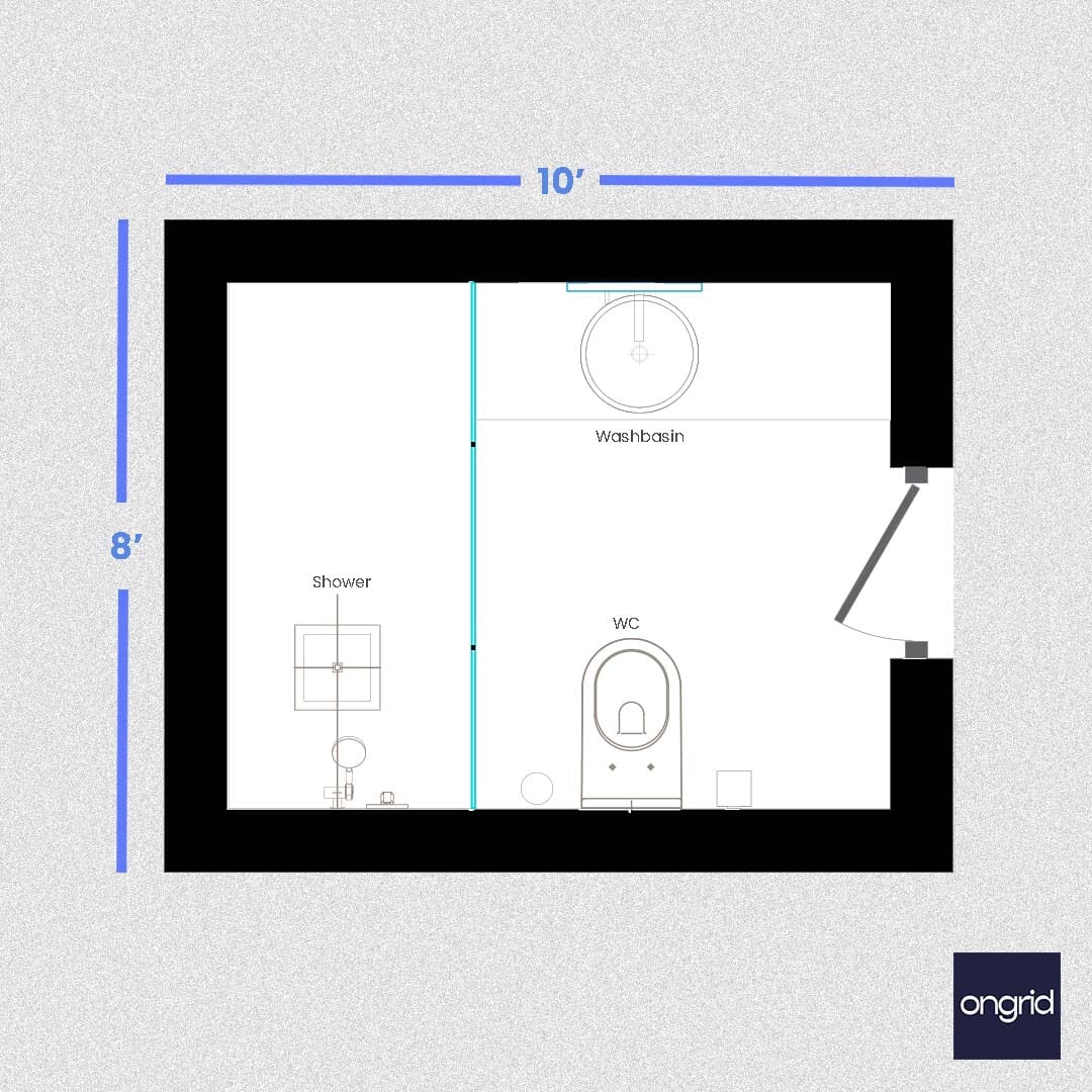 Modern Indian Toilet Design Layout: A Fusion of Tradition and Innovation - 10' x 8' ongrid.design 
