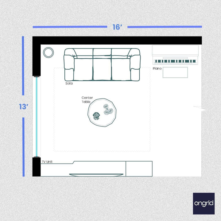 A Comprehensive Guide to Living Room Interior Design - 16' x 13' | Ongrid.Design ongrid.design 