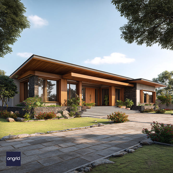 Wood and Stone Single Floor Pavilion