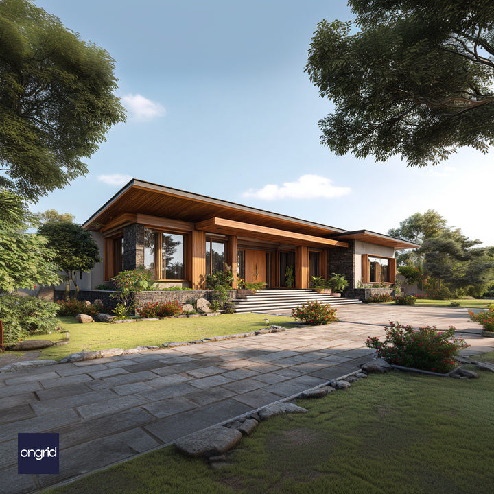 Wood and Stone Single Floor Pavilion