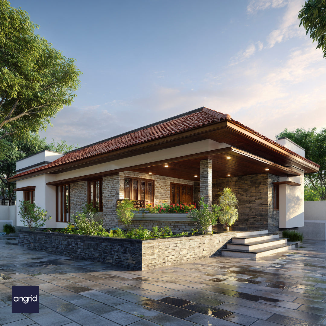 Konkan Cottage Traditional Stone & Terracotta Home Design
