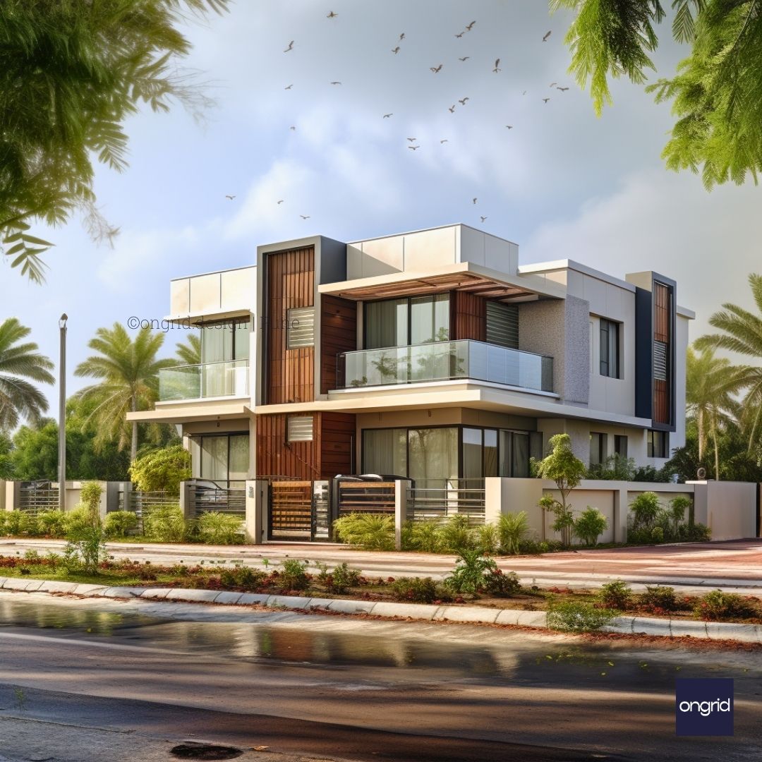 Eco-Luxe Harmony Duplex Elevation Design – Ongrid Design