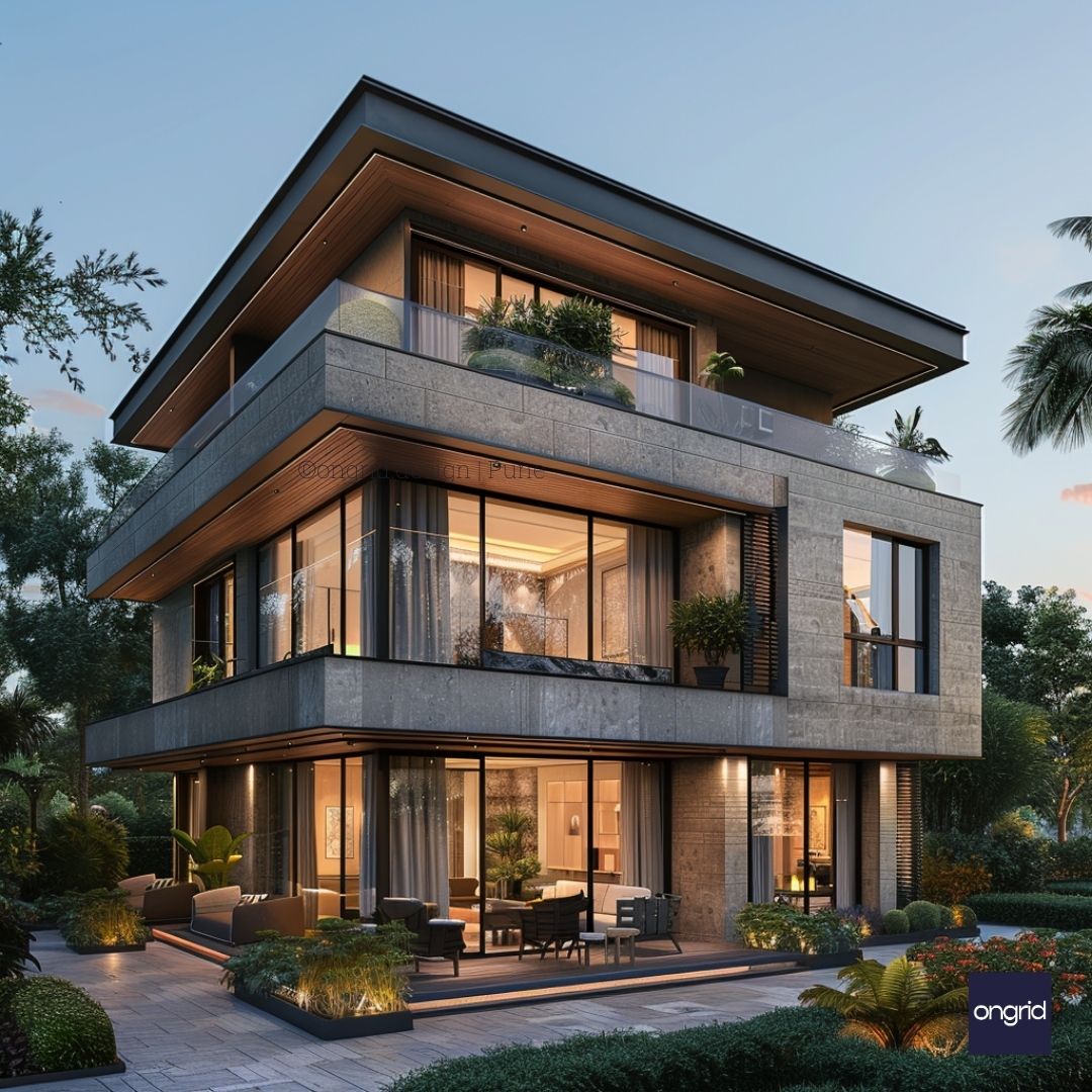 3-Level Home Design - Balconies, Open Floor Plan – Ongrid Design